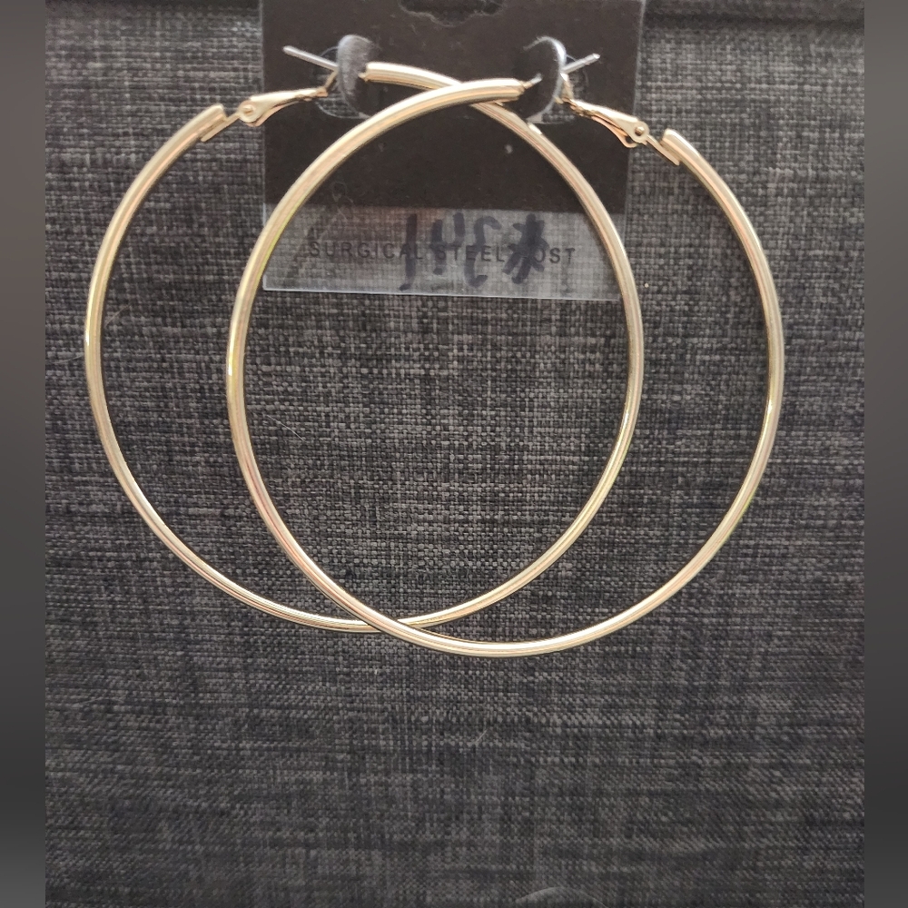 Gold Hoop Earrings – Hypoallergenic, Surgical Steel Posts